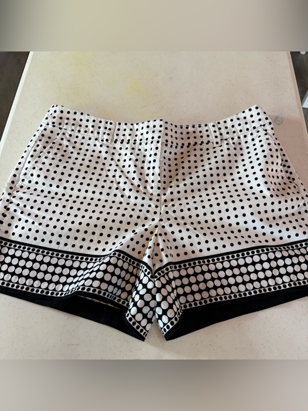 Ann Taylor Black & White Polka Dot Border Shorts